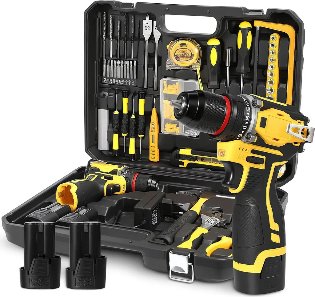 Set Trapano Avvitatore a Batteria 55Nm Nero con 2 Batterie in Offerta