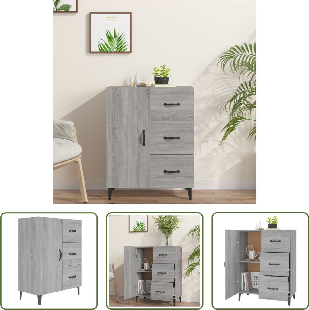 The Living Store Sideboard Grau Sonoma 69,5x34x90 cm Produktbild 