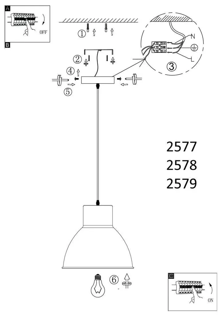 Suspension Design Blanc Industriel E27 pour Éclairage Cible Derek - 5
