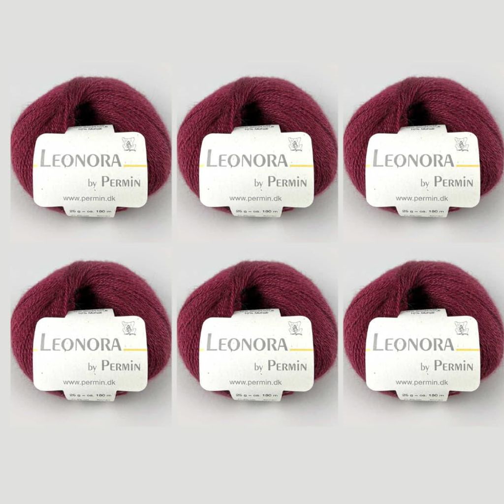 6x Leonora by Permin – Edles Seide-Wolle-Mohair-Garn (10 pflaume)