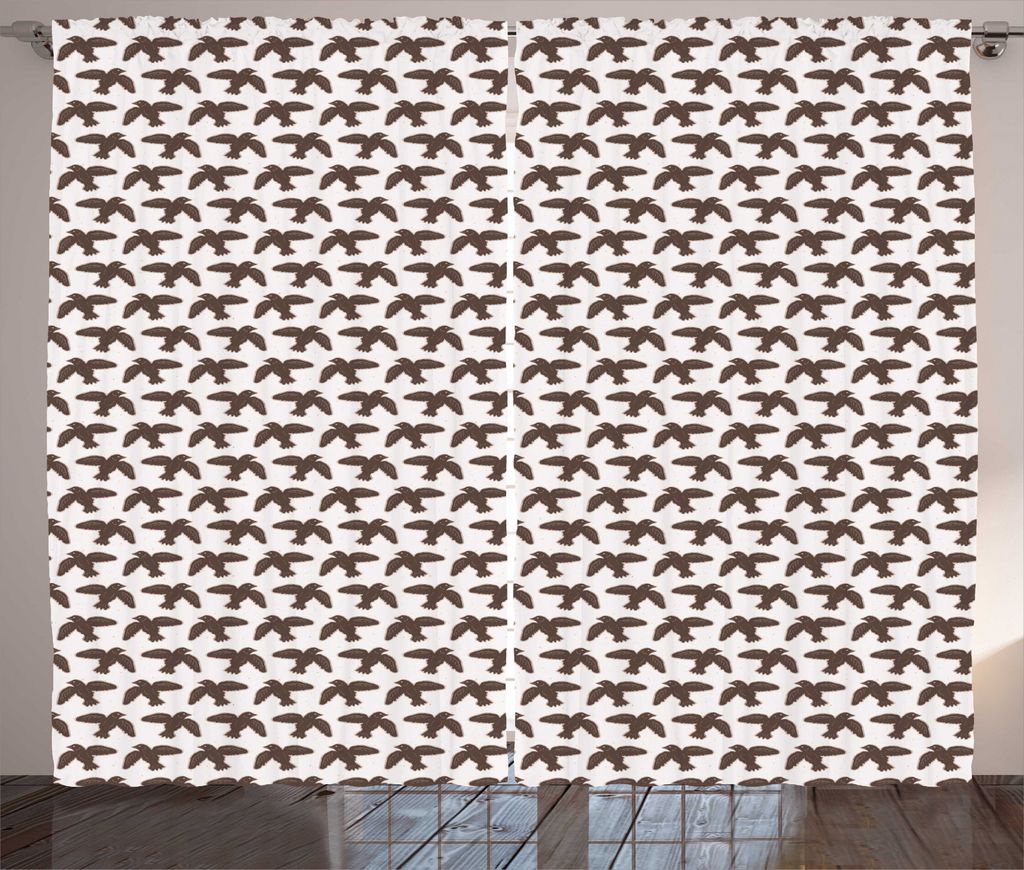 ABAKUHAUS Vögel Rustikaler Gardine, Tierantrieb von Hand, Schlafzimmer Kräuselband Vorhang mit Schlaufen und Haken, 280 x 245 cm, Dunkler Taupe P...