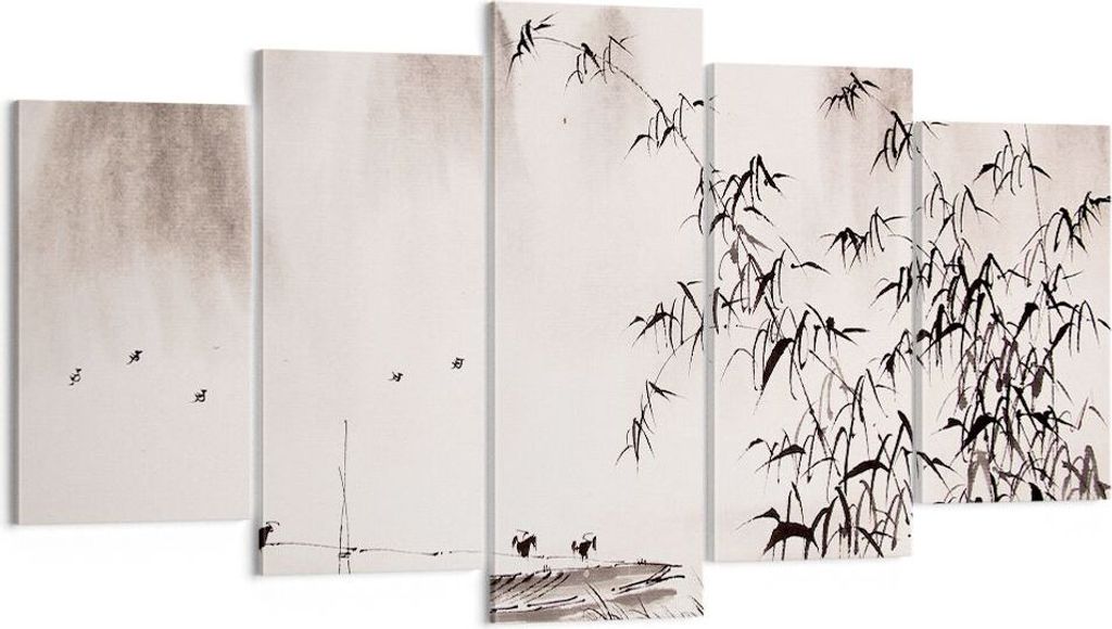 Bild auf Leinwand - Leinwandbild - Bambus schwarz China - 160x85cm - Wand Bild - Wanddeko - Leinwanddruck - Bilder - Kunstdruck - Wanddekoration - ...