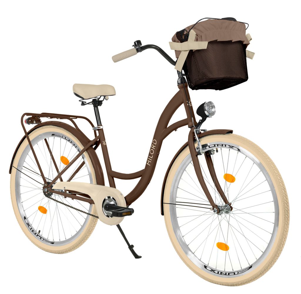 Milord Komfort Fahrrad Mit Korb Damenfahrrad, 26 Zoll, Braun, 1 Gang