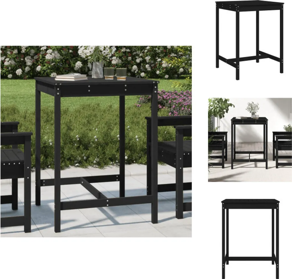 vidaXL Tavolo Bar Giardino Legno Massello Nero 82,5x110 cm