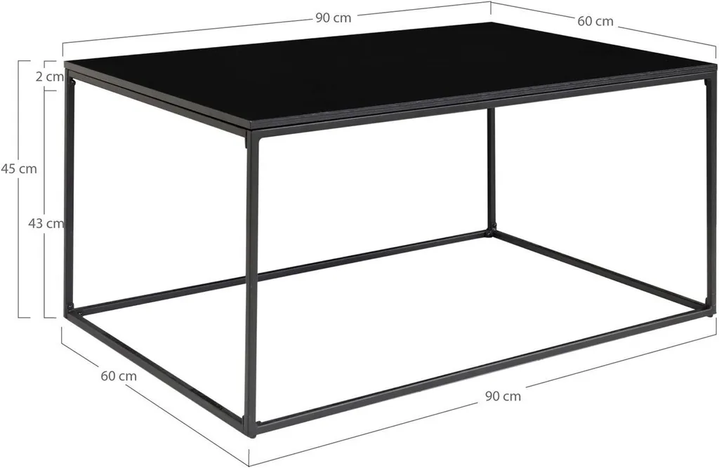 Table Basse Noire Vita en Acier - Design Minimaliste et Plateau Résistant