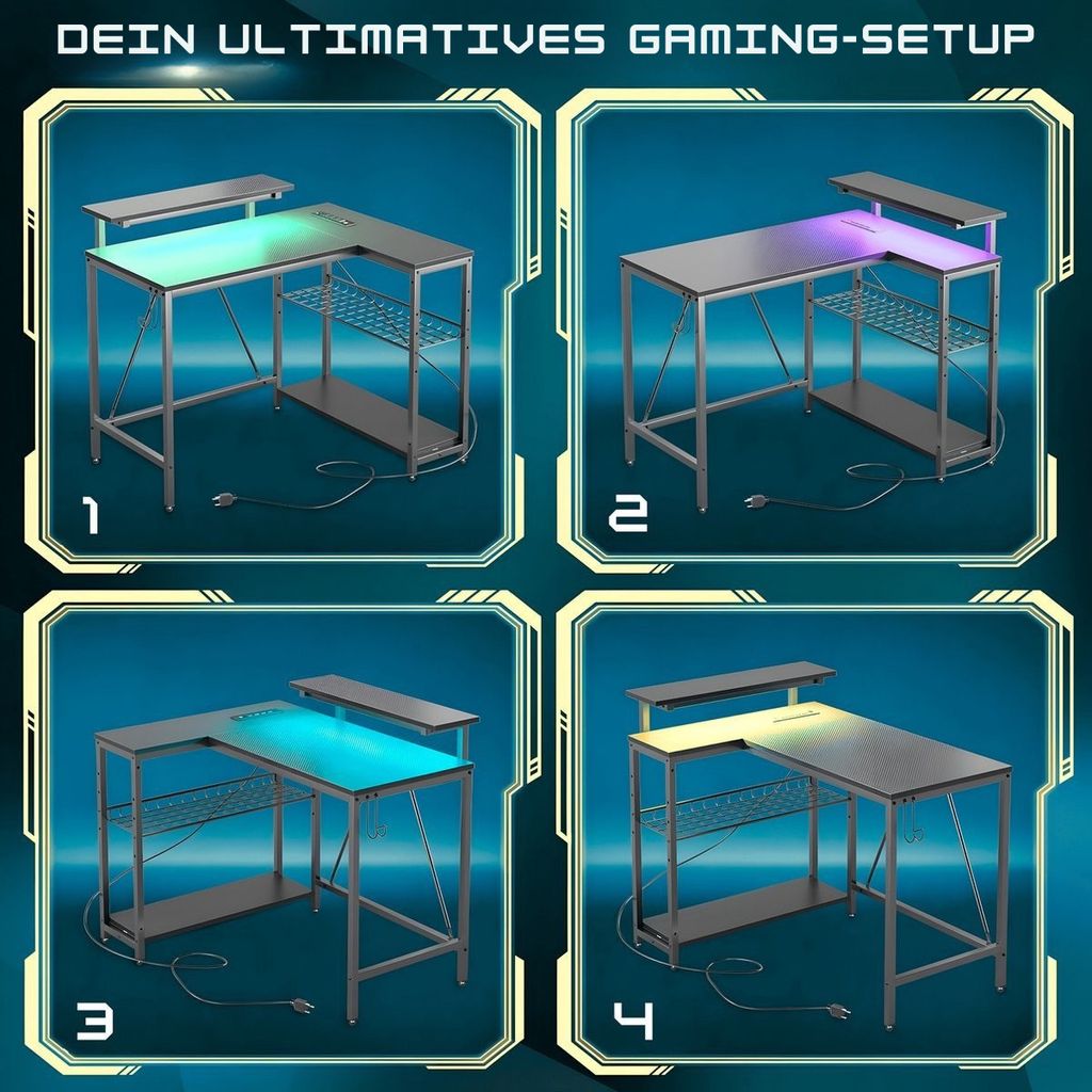 Five Stars® L-förmiger Gaming Schreibtisch - Computertisch Produktbild 8