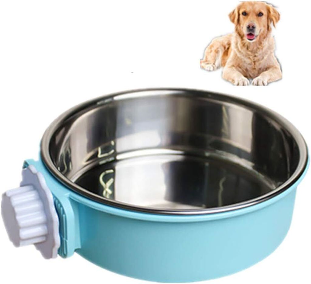 2-in-1 Hundenapf, Hundenäpfe mit Ständer Edelstahl Haustier Hund Wassernapf Reisen, für Kiste und Käfig kleine Tiere wie Katzen und Hunde Geeig...
