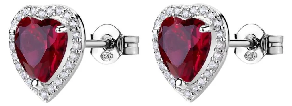 Boucles d'oreilles cœur argent rubis FPR142 : chic et sans allergie