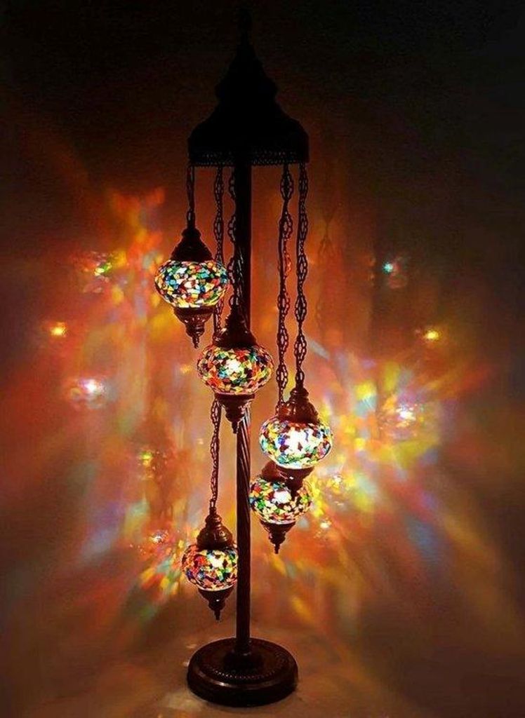 Türkische Stehlampe mit 5 bunten Mosaik-Kugeln, 13 cm - Produktbild 