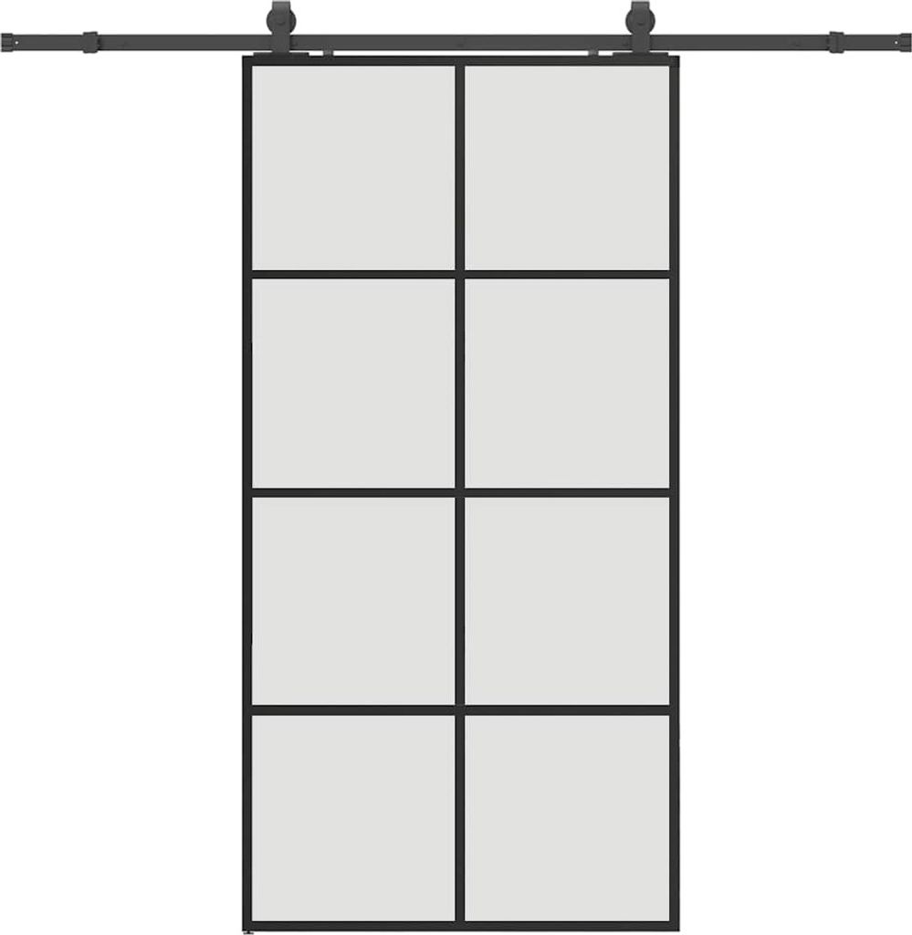 Schiebetür mit Beschlag Schwarz 102,5x205 cm ESG-Glas