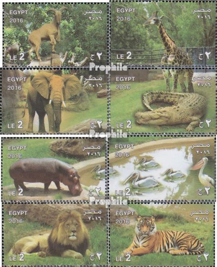 Briefmarken Ägypten 2016 Mi 2593-2600 (kompl.Ausg.) postfrisch 125 Jahre Giza-Zoo