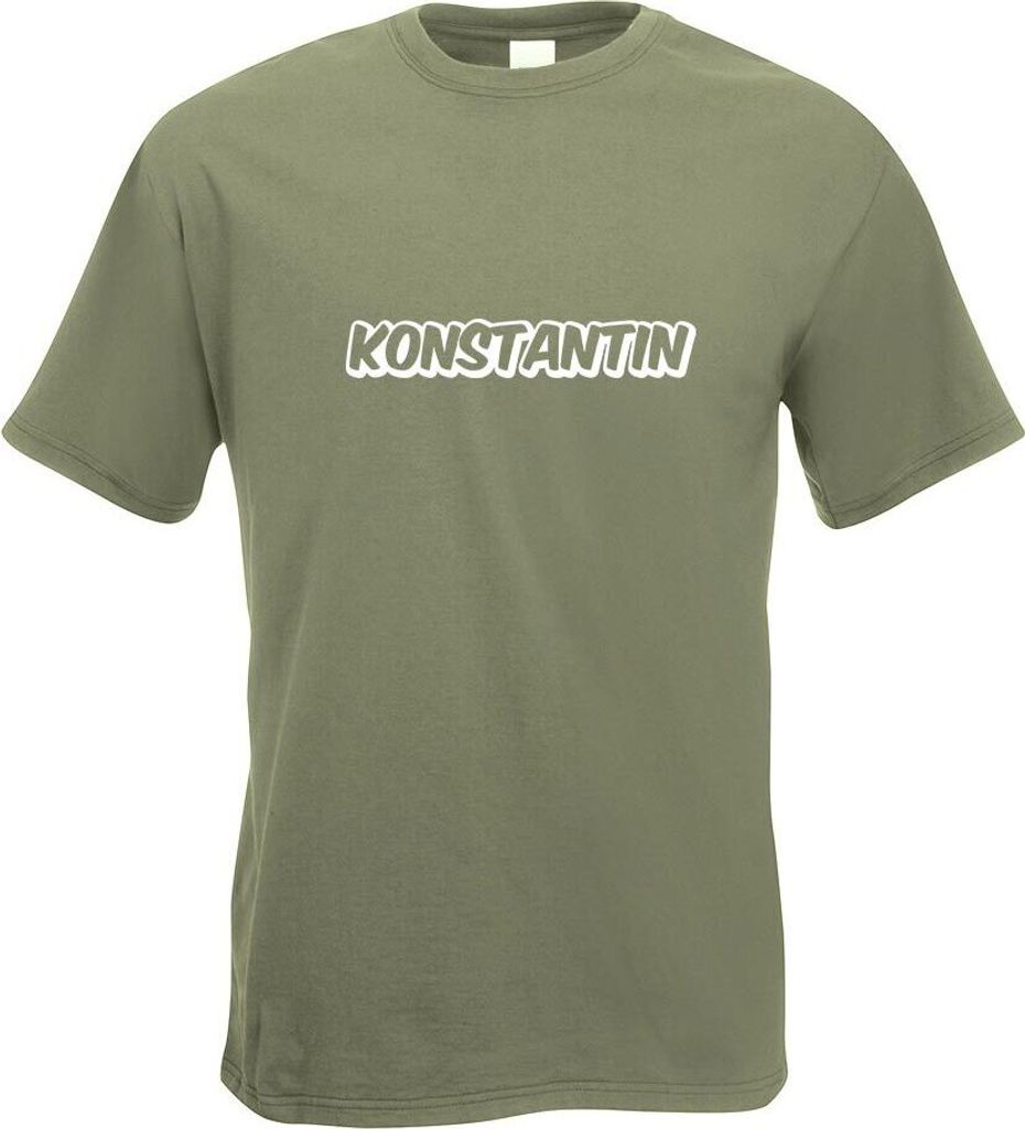 Kiwistar - T-Shirt - Olive - Konstantin Vorname Jungen Motiv Bedruckt Funshirt Design Print - mit Motiv Bedruckt - Funshirt Design - Sport - Freize...