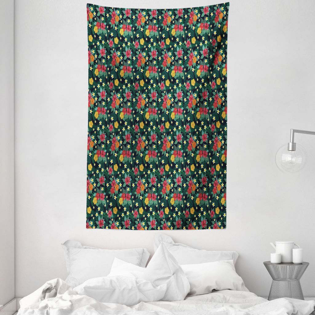 ABAKUHAUS Tropisch Wandteppich und Tagesdecke, Realistische Blumen-Druck aus Weiches Mikrofaser Stoff Waschbar ohne Verblassen Digitaldruck, 140 x ...