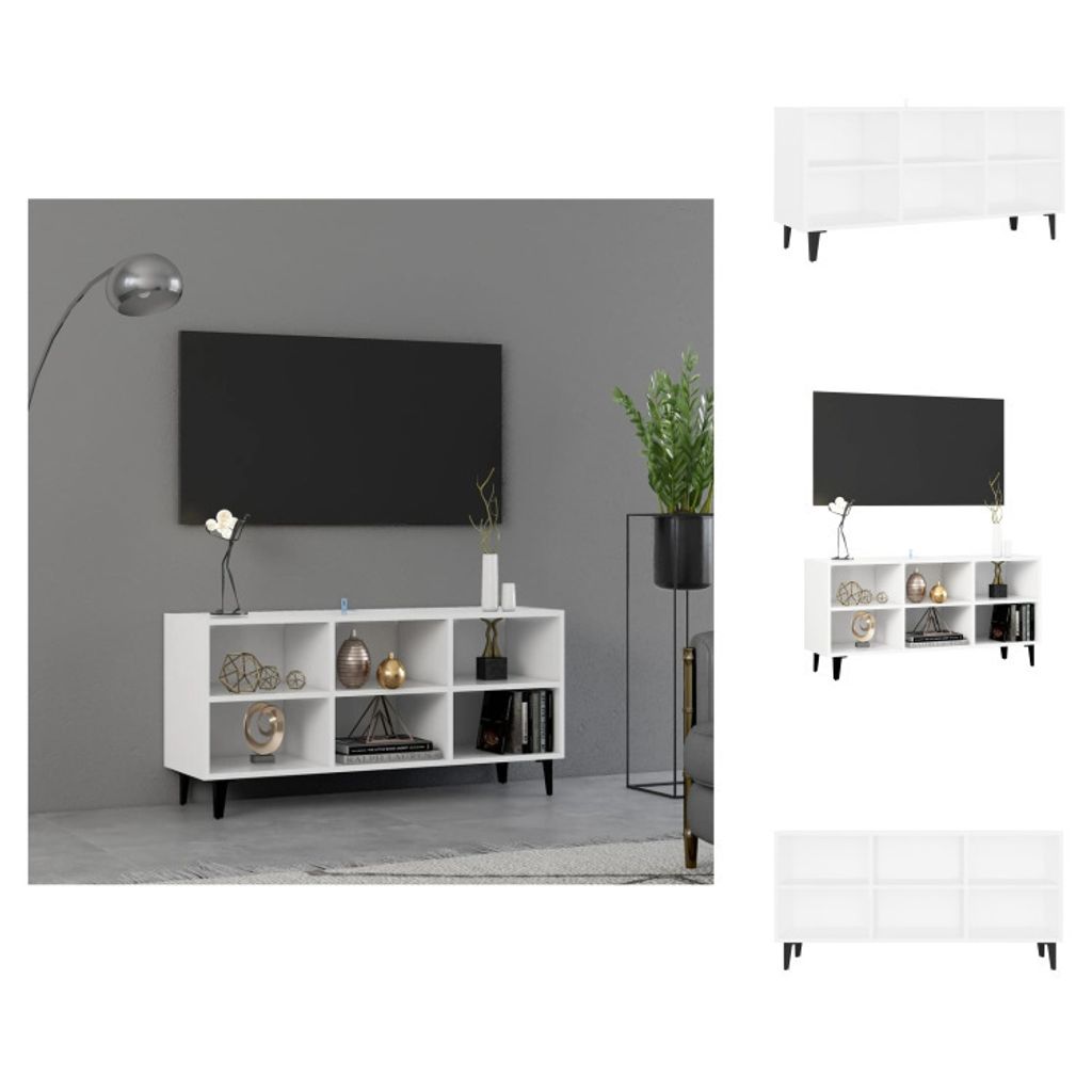 vidaXL TV-Schrank mit Metallbeinen Weiß 103,5x30x50 cm - TV-Möbel