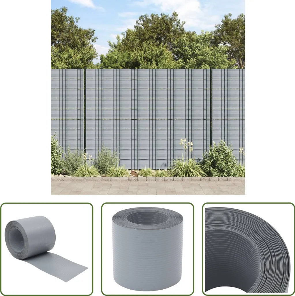 The Living Store Strisce per la privacy 10 pz. Grigio 252,5x19 cm PVC