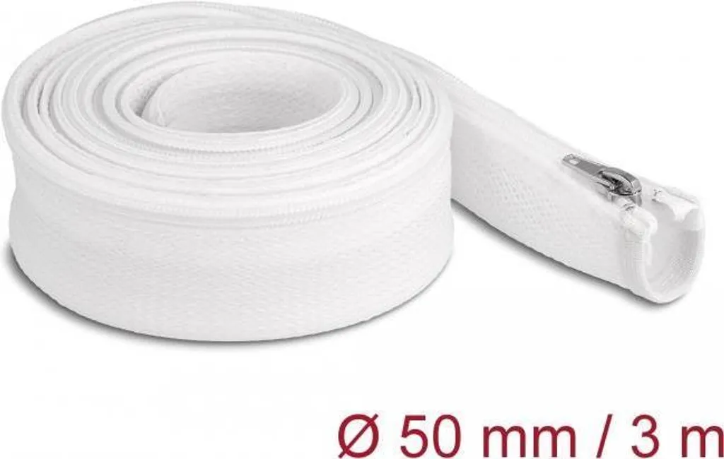 DELOCK Gaine tressée avec fermeture éclair 3m x 50mm blanc 19163