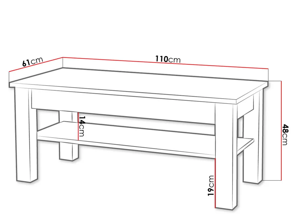 Table basse TAKA 2 chêne sonoma - Table de salon moderne bicolore