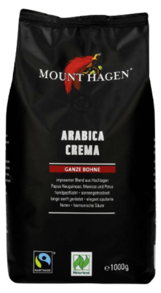 Mount Hagen Bio Röstkaffee Crema Arabica ganze Bohne 1 kg Produktbild 