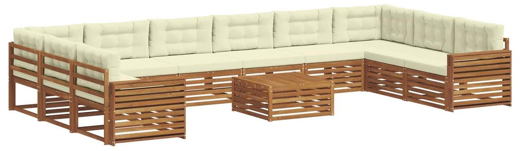 vidaXL Sofagarnituren 11 pcs Natur und Creme Massivholz Akazie