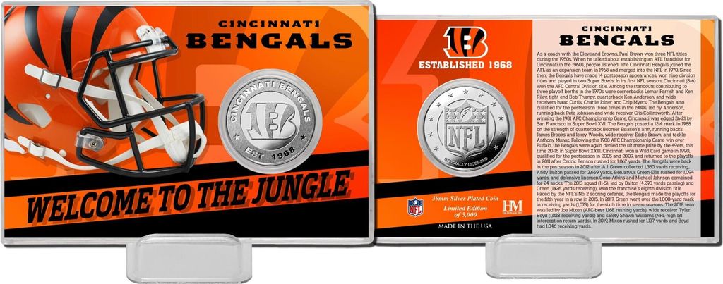NFL Team History Silver Coin Card - Cincinnati Bengals