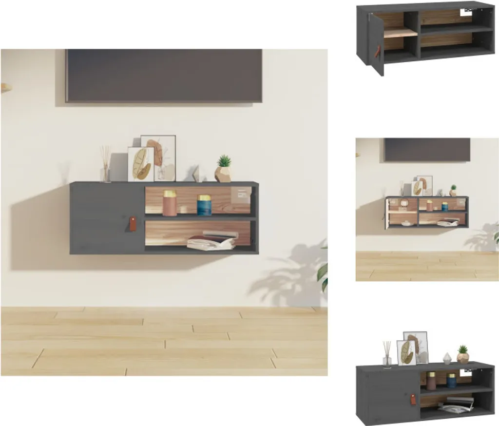 Armadio a Muro Grigio 80x30x30 cm: Vera Essenza di Pino Massiccio