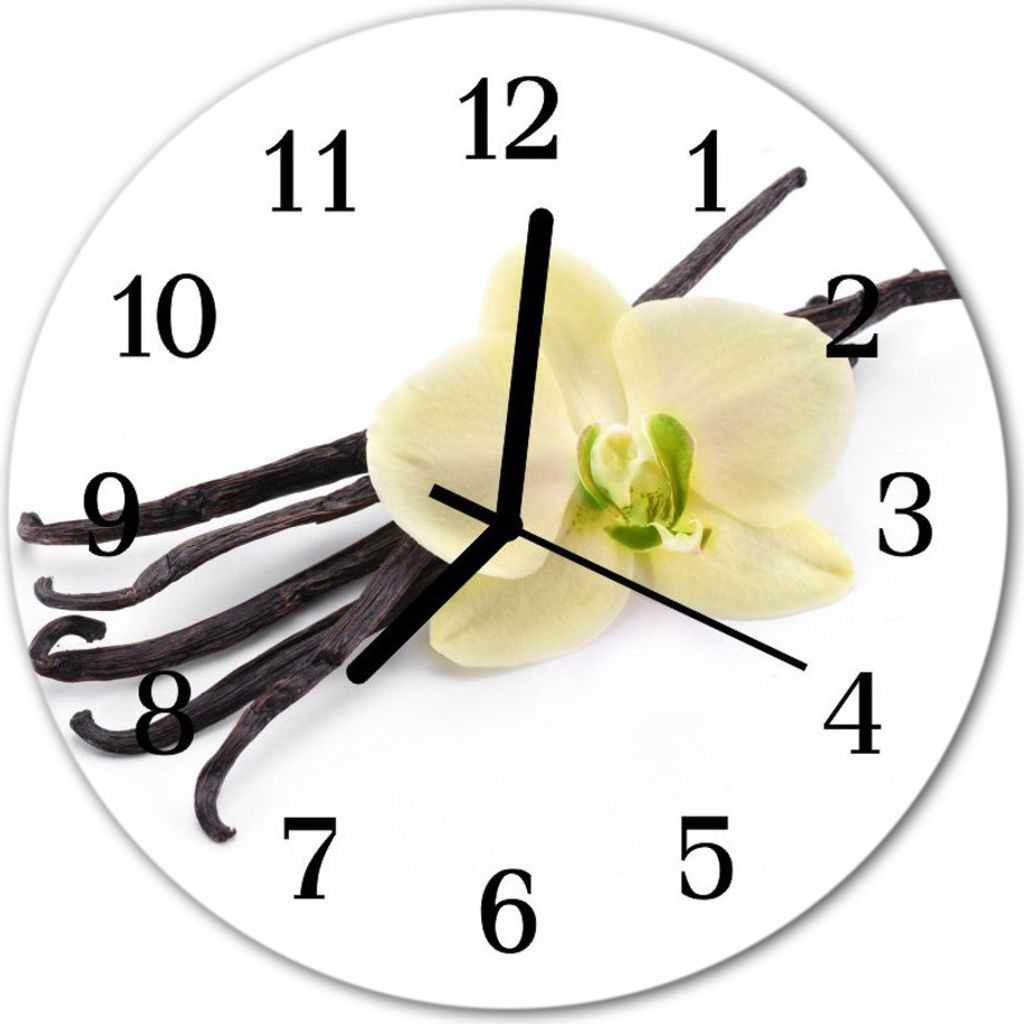 Glasuhr Wanduhr Küchenuhr Echt-Glas 30fi cm Vanille braun