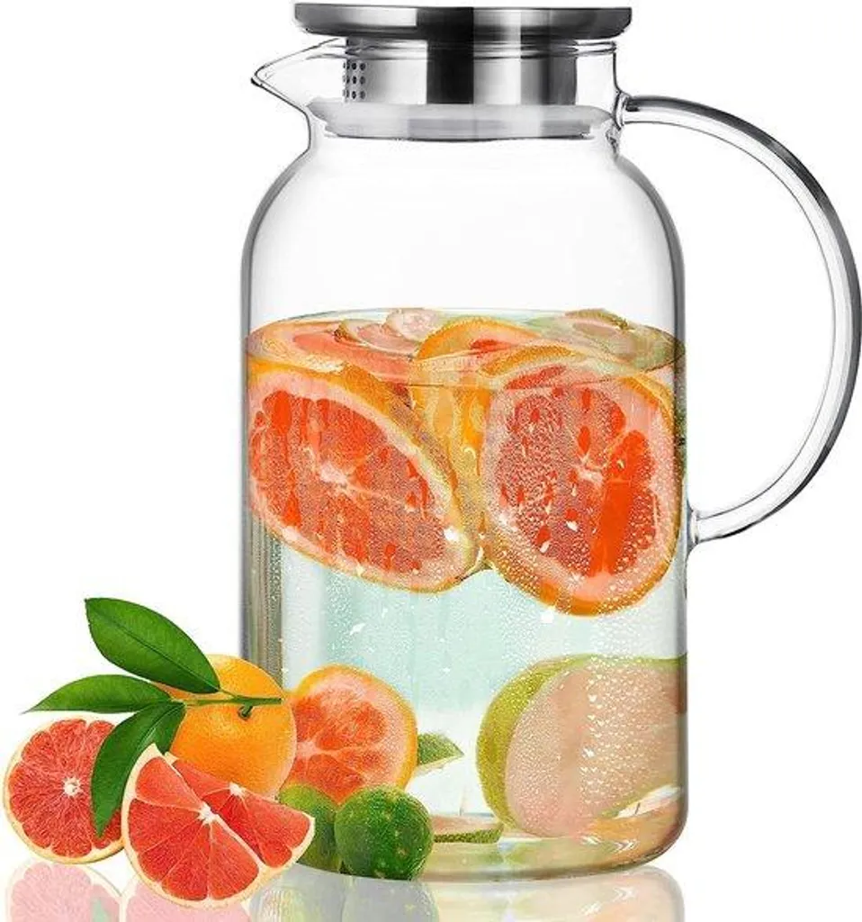 Pichet en verre borosilicate 1,8L avec poignée pour eau et café