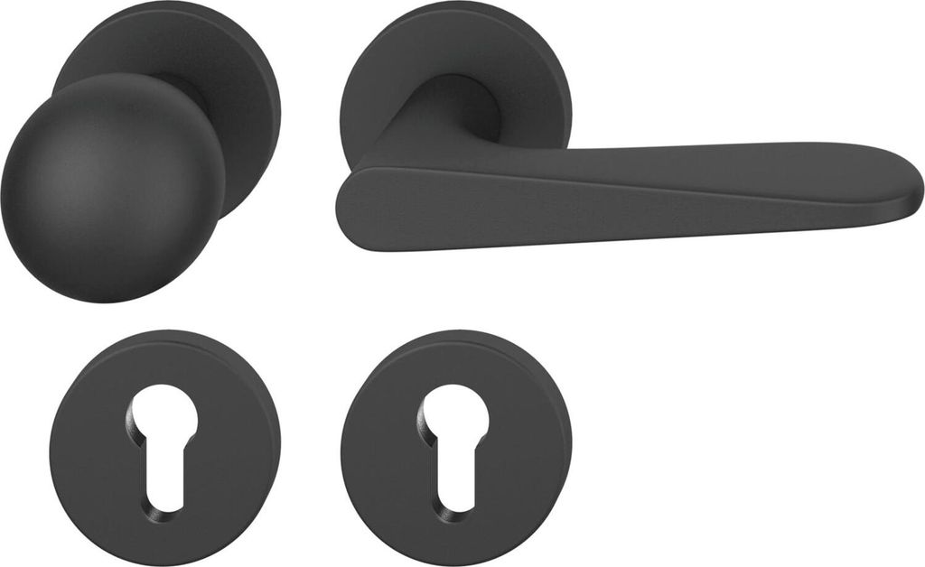 FSB Wechselgarnitur 12 1144 ASL auf Rosette PZ, Knopf fest, schwarz matt