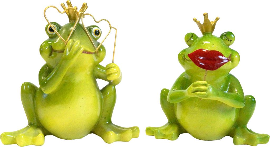 Frosch mit Kussmund oder Brille mittel 2er Set ca. 12 cm - Dekofigur