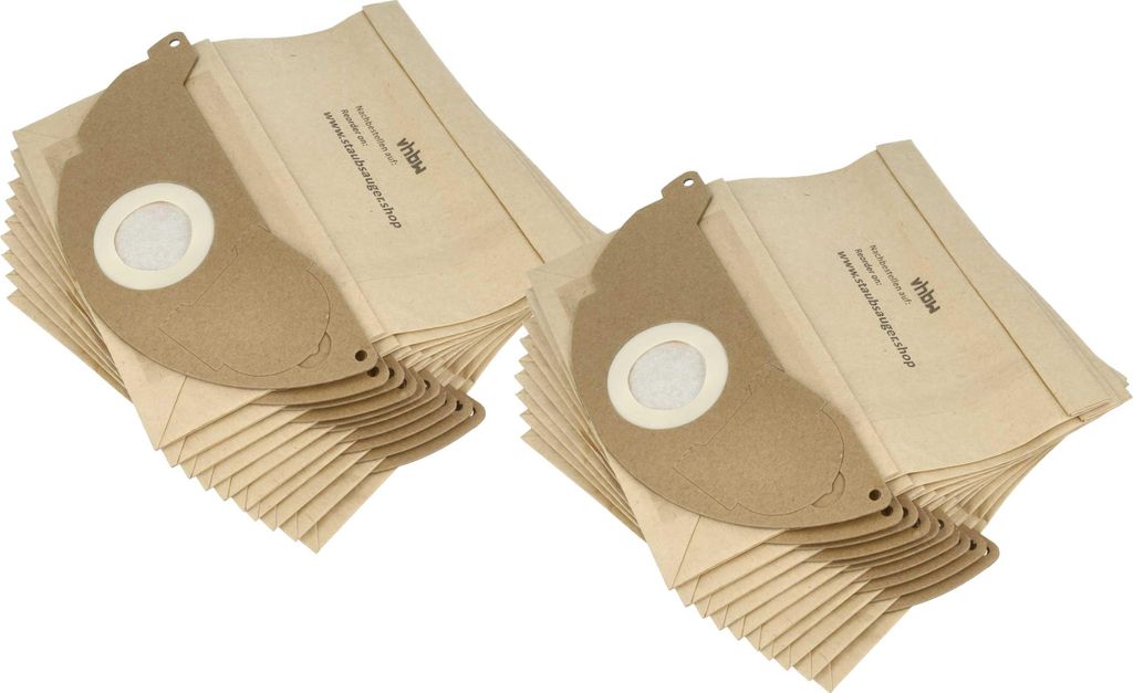 vhbw 20x Staubbeutel kompatibel mit Kärcher WD 2200, WD 2210, WD 2240, WD 2.000 - WD 2.499, WD 2250 Staubsauger - 25cm x 24,5cm braun