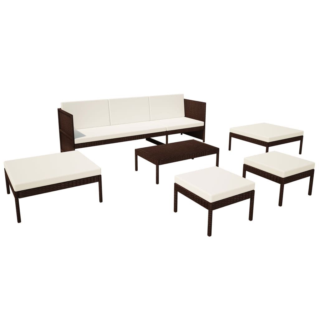 "im Sonderangebot" 6-tlg. Garten-Lounge-Set - CLORIS - Balkonmöbel/Terassenmöbel - mit Auflagen Poly Rattan Braun DEMöbel 3951322