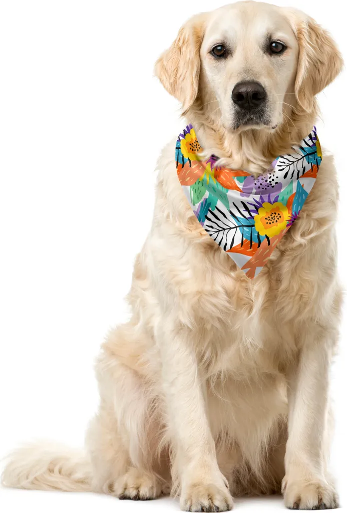 ABAKUHAUS Bandana tropicale per animali domestici, fiori delle isole Hawaii, 55x55 cm, multicolore