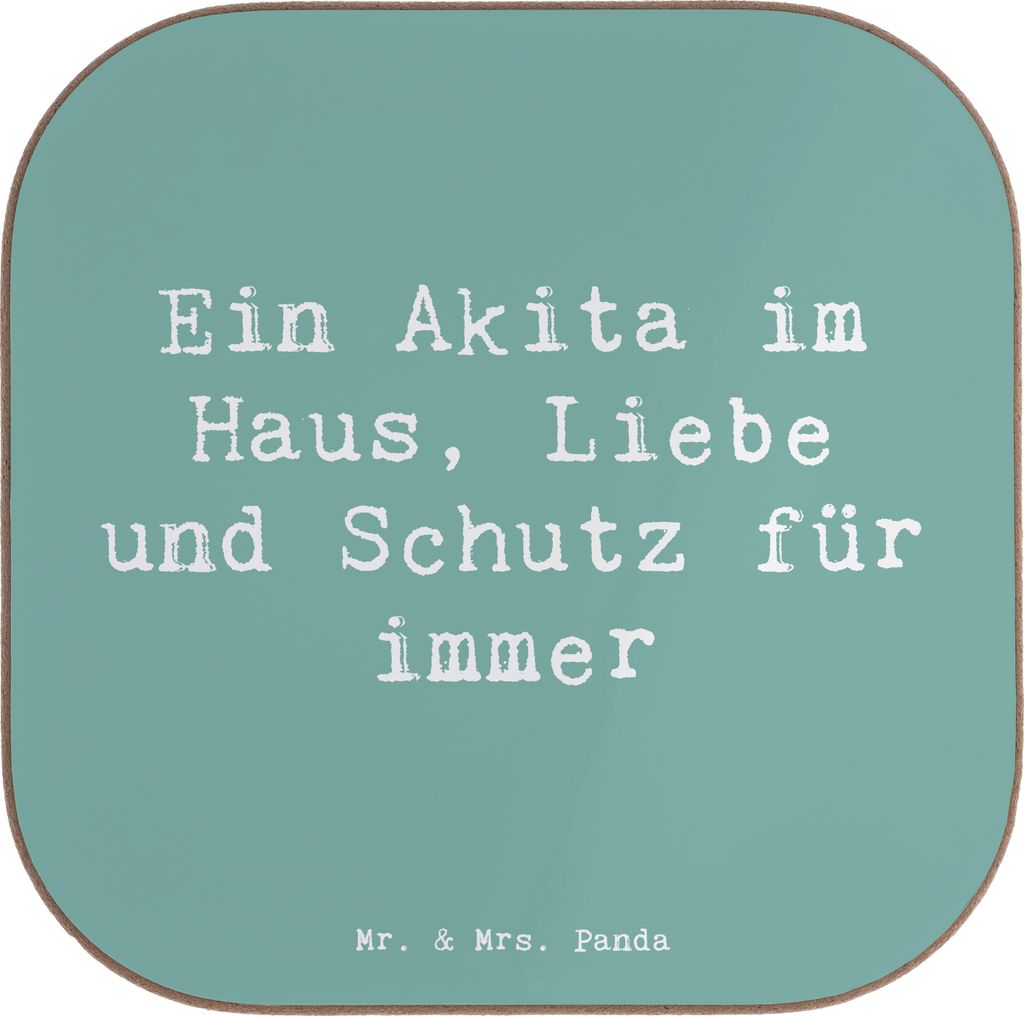 Mr. & Mrs. Panda Getränkeuntersetzer Spruch Akita Inu Liebe - Meeresbrise - Geschenk, japanische Hunderasse, Untersetzer Gläser, Hunderassen Pfle...