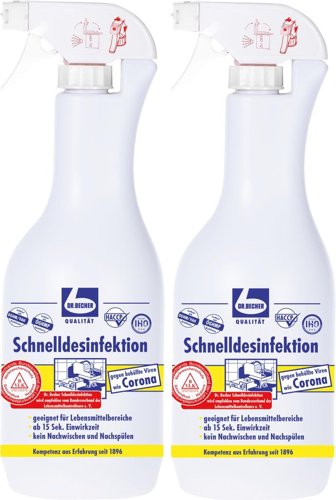 Dr. Becher Schnelldesinfektion 1L wirksam gegen Bakterien & Produktbild 