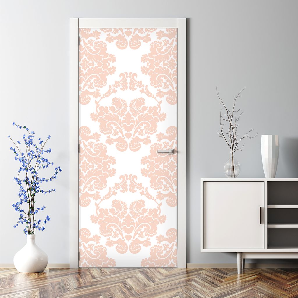 Dekorative Türposter selbstklebend Klebefolie Wandaufkleber Türaufkleber Blumen rosa weiß 77 x 200 cm