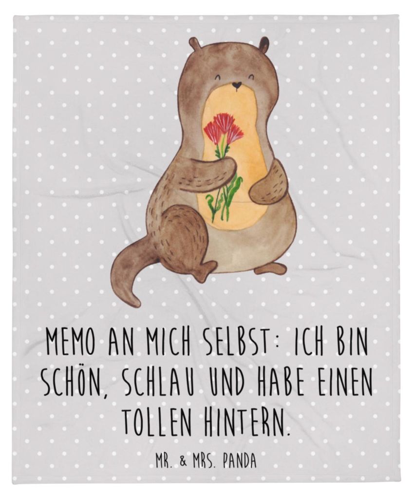 Mr. & Mrs. Panda Tagesdecke Otter Blumenstrauß - Grau Produktbild 