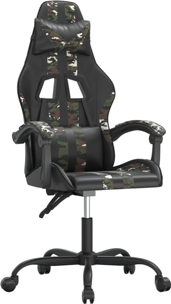 vidaXL Gaming-Stuhl Drehbar Schwarz und Tarnfarben Kunstleder