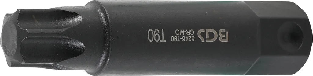 Inserto T90 Torx Acciaio Nero 100mm Attacco 22mm per Meccanici