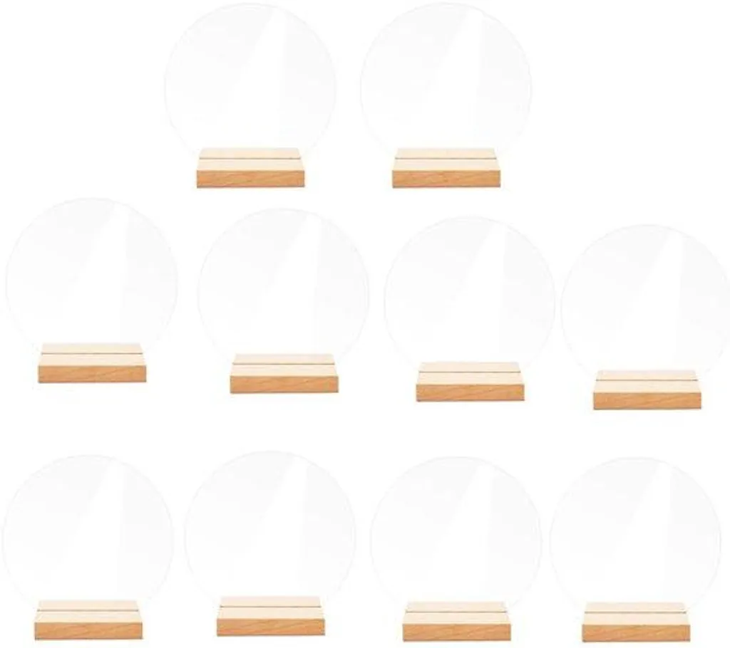 Porte-cartes de bureau professionnel en chêne - Présentoir transparent