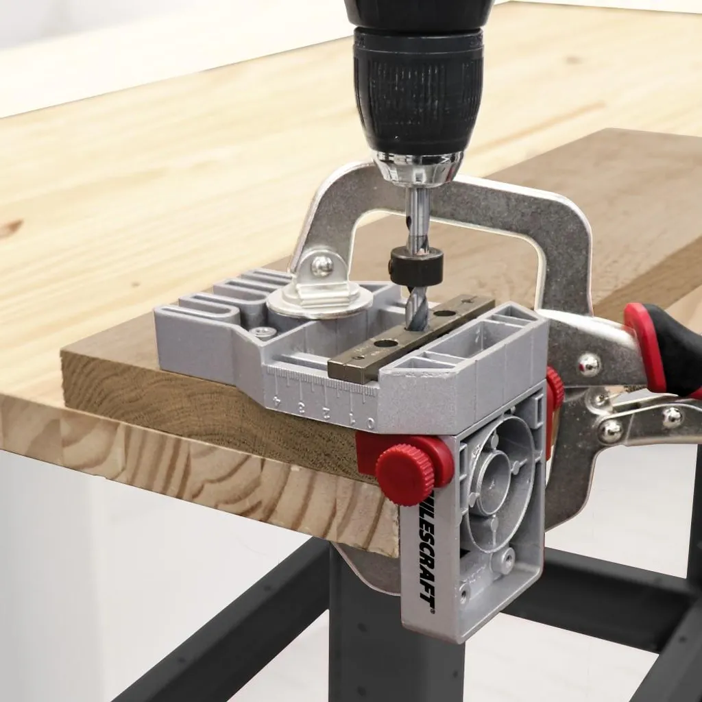 Guide de perçage pour tourillons bois, gabarit métal auto-serrant Pro - 3