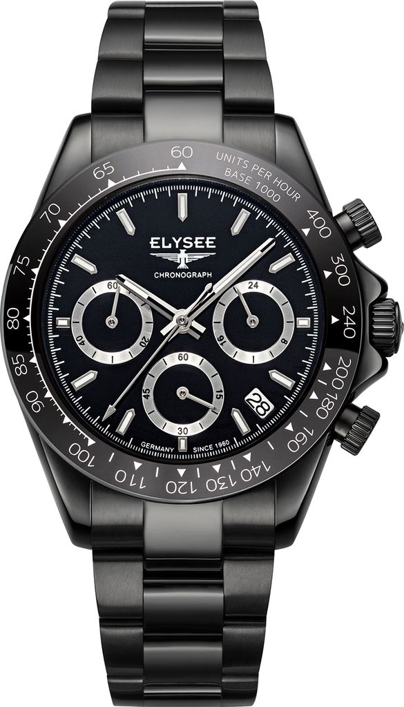 ELYSEE Herrenuhr SPORT CHRONO. 100% Edelstahl black onesize Herren Keramik Lünette 40 80601, 80602, 80603, 80604, 80605, 80612