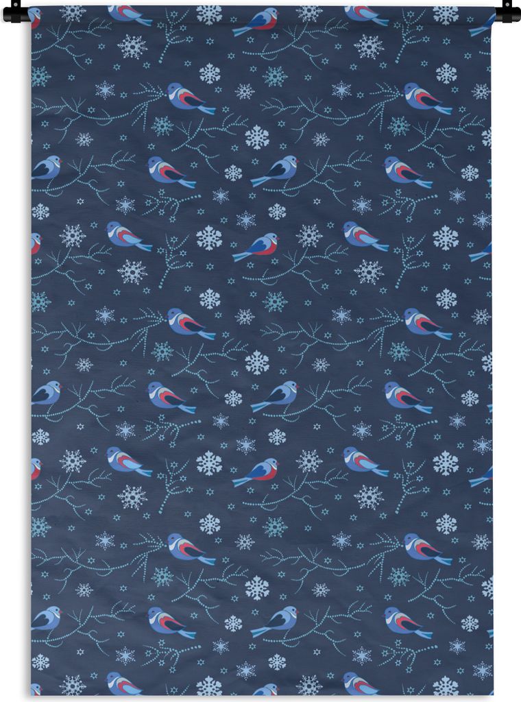 MuchoWow Wandteppich Wandbehang Vogel - Schneeflocke - Winter - Muster 120x180 cm Tapisserie Dekoration Wandtuch - Schlafzimmer - Dekorationen f...