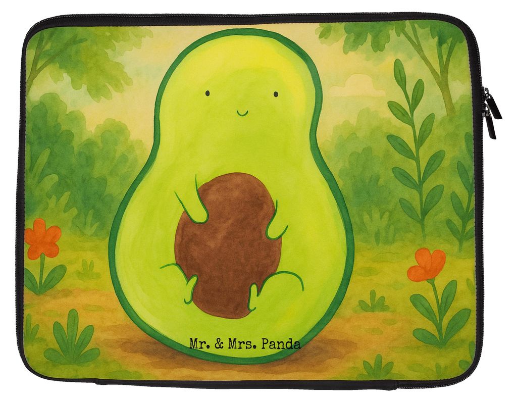 Mr. & Mrs. Panda Laptop Tasche Avocado Kern Design 27 x 36 cm - Weiß - Geschenk, Schutzhülle, Hülle, Pflanze, Notebook, Laptophülle, Avokado, F...