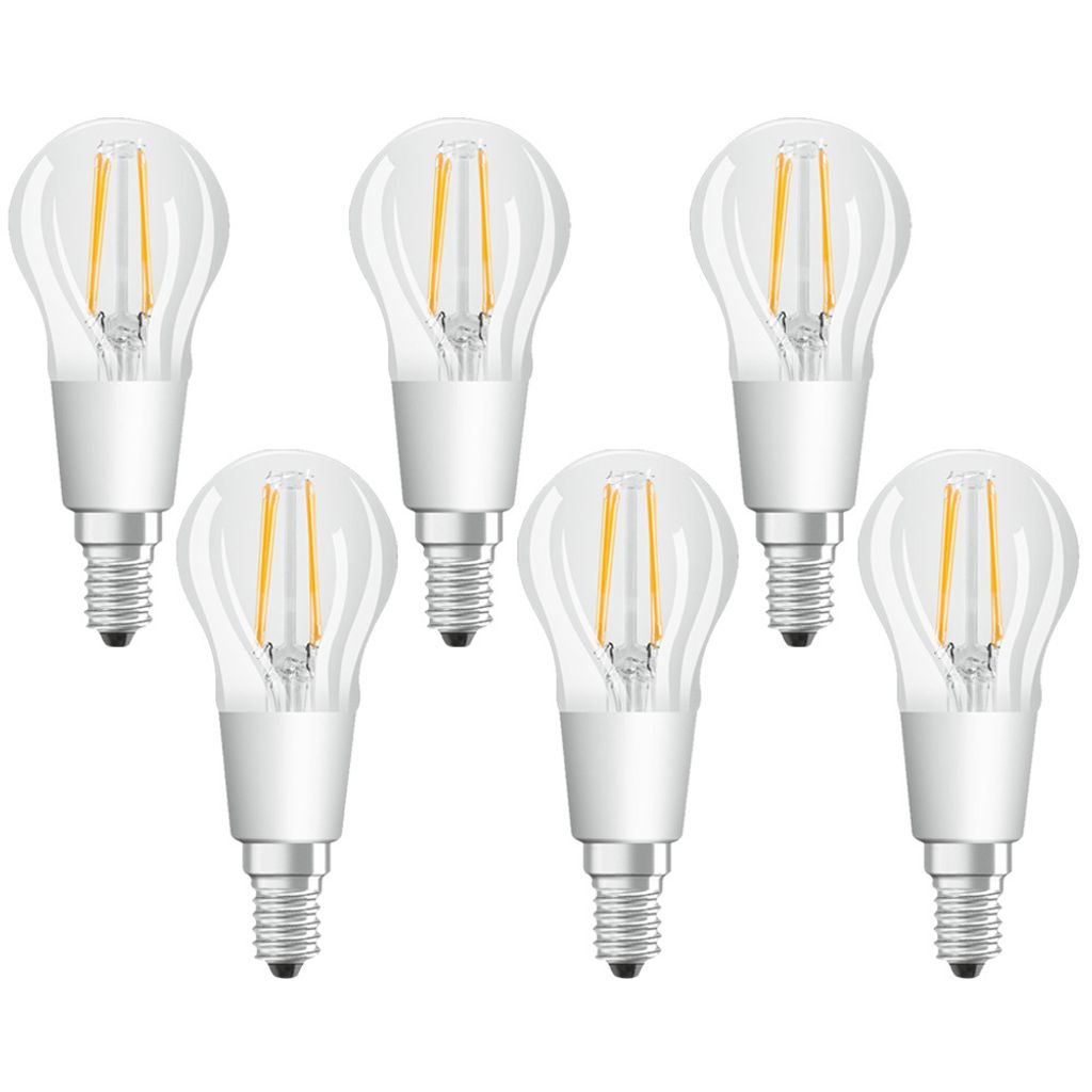 6 x Osram LED Filament Tropfen 5W = 40W E14 klar 470lm Produktbild 