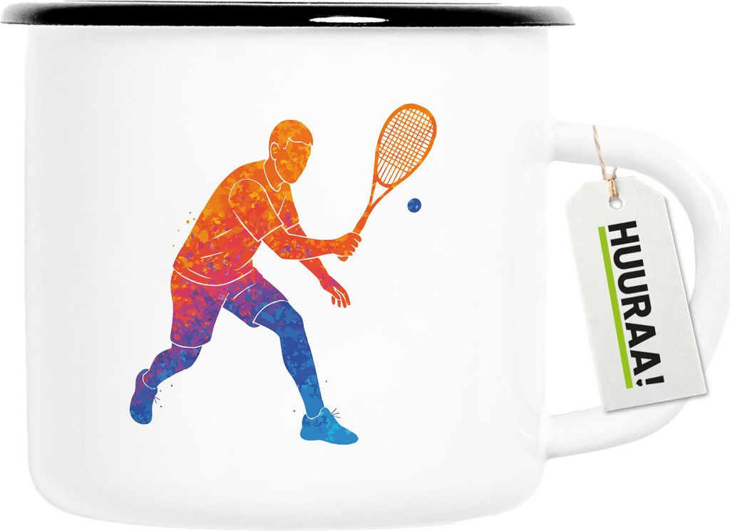 Huuraa Emaille Tasse Squash bunte Silhouette 300ml Vintage Campingbecher Geschenkidee