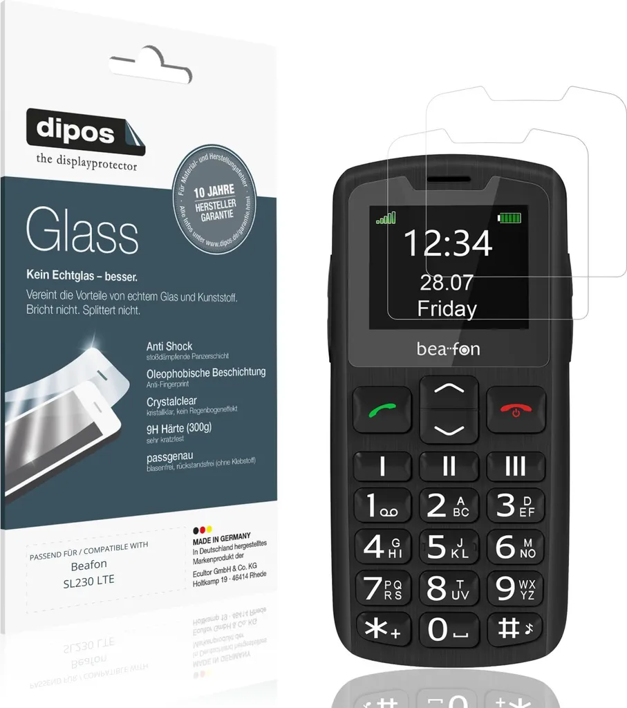 Kit 2x Pellicole Beafon SL230 LTE: Vetro Flessibile 9H dipos Promo