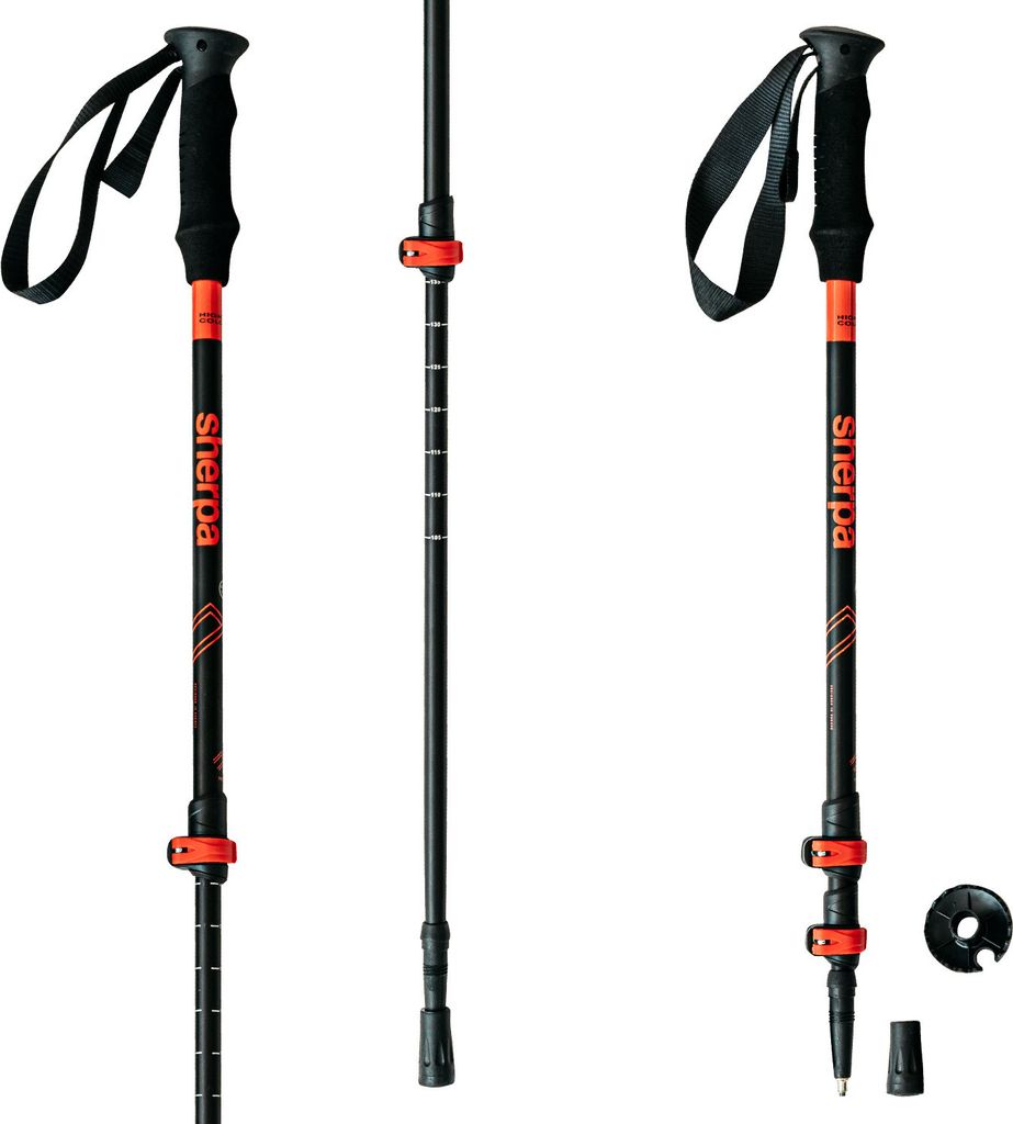 Trekkingstöcke HIGH COLORADO Sherpa Schwarz/Rot 105 - 135 Produktbild 