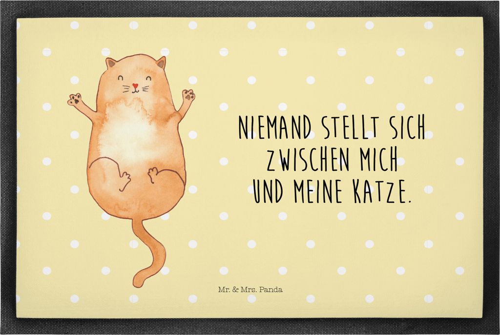 Mr. & Mrs. Panda Schmutzmatte Katze Umarmen 50 x 75 cm - Gelb Pastell - Geschenk, Türmatte, Kater, Familie, Fußabtreter, Cat, Liebe, Fussmatte, B...