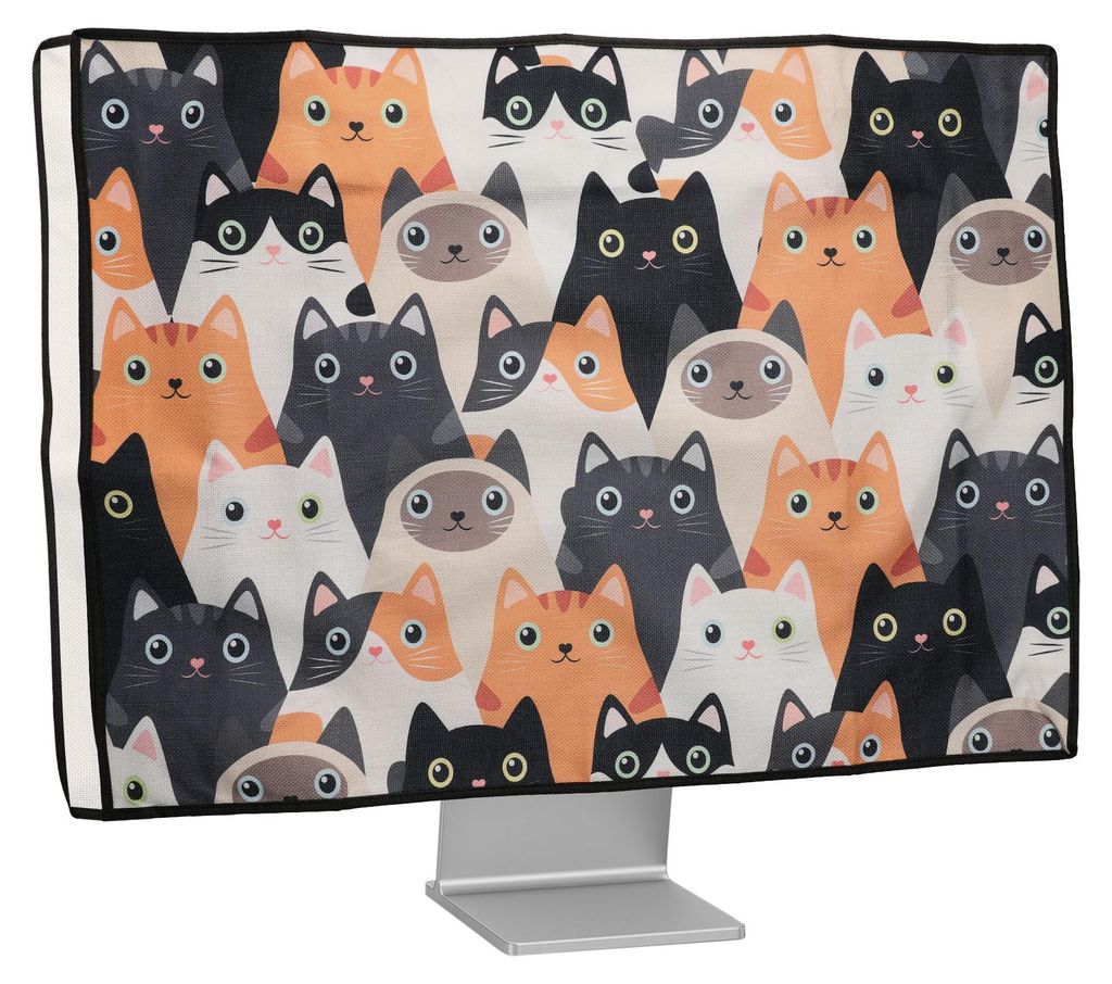 kwmobile Leinen Hülle kompatibel mit 31-32" Monitor - Schutzhülle Staubschutz Abdeckhaube für PC Bildschirm - Computer Screen Cover Staubhaube H...