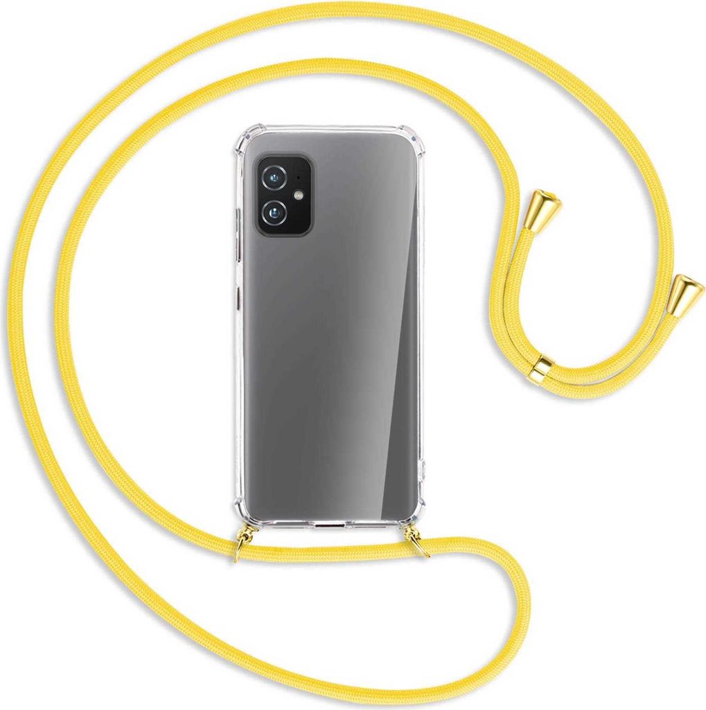 Handykette Backcover-Schutzhülle mit Band (Metall goldfarben) für Asus Zenfone 8 - gelb